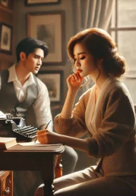 DALL·E 2024-08-09 22.43.20 – A heartwarming and emotional scene based on the theme ‘Mình Yêu Nhau Lại Từ Đầu Được Không Em’ (Can We Fall in Love Again), featuring a young woman, A