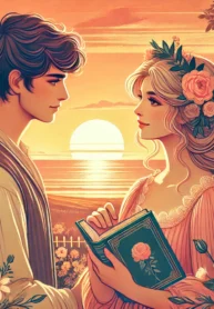 DALL·E 2024-07-29 23.14.37 – A romantic scene depicting a couple looking at each other with loving eyes. They stand in a beautiful setting, possibly by the seaside at sunset or in