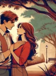 DALL·E 2024-07-30 15.50.30 – A romantic scene with a young man looking at a young woman warmly and sincerely, expressing his special feelings for her. They are standing on a small