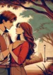 DALL·E 2024-07-30 15.50.30 – A romantic scene with a young man looking at a young woman warmly and sincerely, expressing his special feelings for her. They are standing on a small
