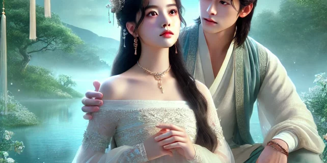 DALL·E 2024-08-05 21.49.56 – A romantic and dreamy scene based on the theme ‘Muốn Trở Thành Ánh Trăng Sáng’ (Want to Become the Bright Moon), featuring a young woman and a young m