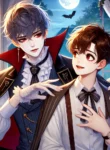 DALL·E 2024-08-05 21.54.34 – A romantic and mysterious scene based on the theme ‘Muốn Trốn Đâu Có Dễ’ (Not Easy to Escape), featuring a young vampire and a lively, fanboy in a BL