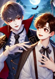 DALL·E 2024-08-05 21.54.34 – A romantic and mysterious scene based on the theme ‘Muốn Trốn Đâu Có Dễ’ (Not Easy to Escape), featuring a young vampire and a lively, fanboy in a BL