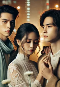 DALL·E 2024-08-07 21.15.38 – A dramatic and emotional urban romance scene based on the theme ‘Mưu Đồ’ (Scheme), featuring a love triangle with a young woman and two young men. The