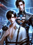 DALL·E 2024-08-07 21.19.29 – A dramatic and sensual sci-fi BL (Boys’ Love) scene featuring a powerful and handsome man (seme) and a beautiful and alluring young man (uke) in a fut