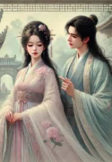 DALL·E 2024-09-28 21.56.25 – An ancient-style painting titled ‘Tiểu Thanh Mai Xinh Đẹp Mất Trí Nhớ,’ featuring two characters in elegant traditional attire. The first character is