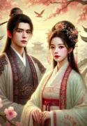 DALL·E 2024-11-25 22.42.59 – An artistic depiction of a classical Chinese romance novel cover set in the Ming or Qing dynasty. The scene includes a young elegant couple_ a high-ra